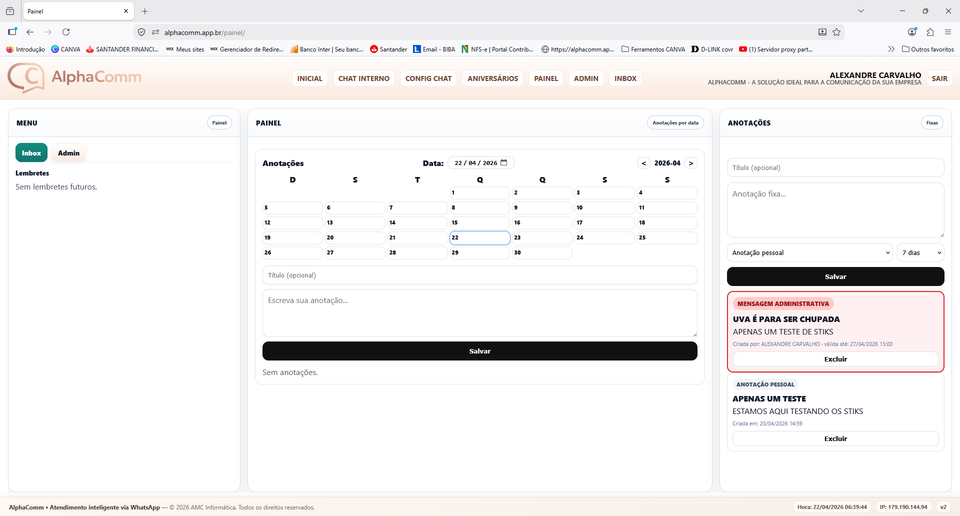 Painel de anotações